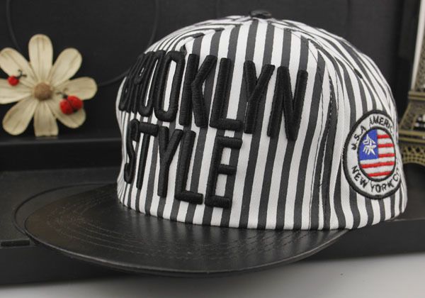 男女士韩版brooklyn字母条纹平沿帽嘻哈街舞棒球帽子批发