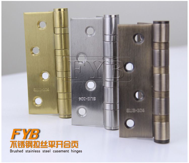 不锈钢拉丝开槽防盗门合页 4BB平开门窗