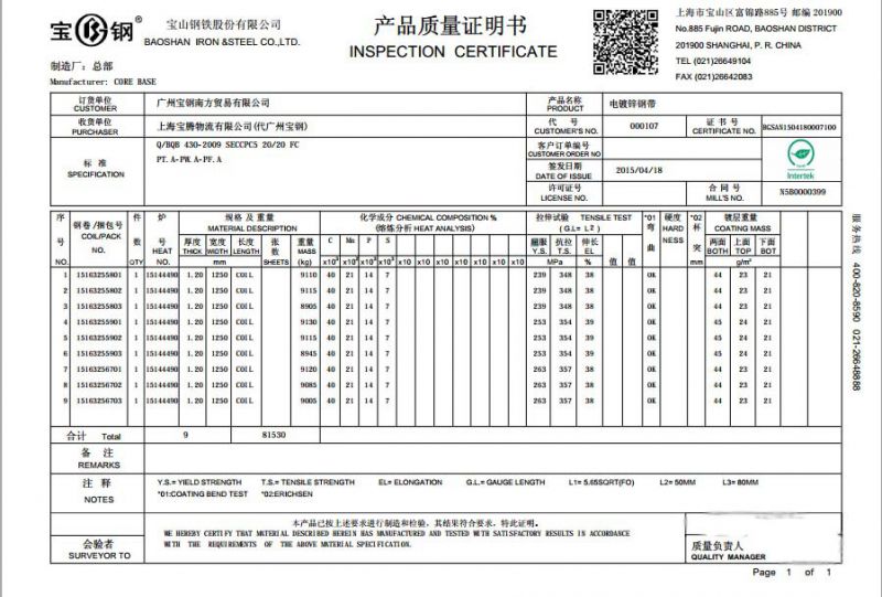 宝钢镀铝锌彩钢板参数图片