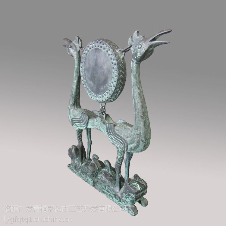 Y449中国 古玩 旧家 蔵出 戦国 青銅 金 双虎 蓋鼎 復古 置物 縦18cm