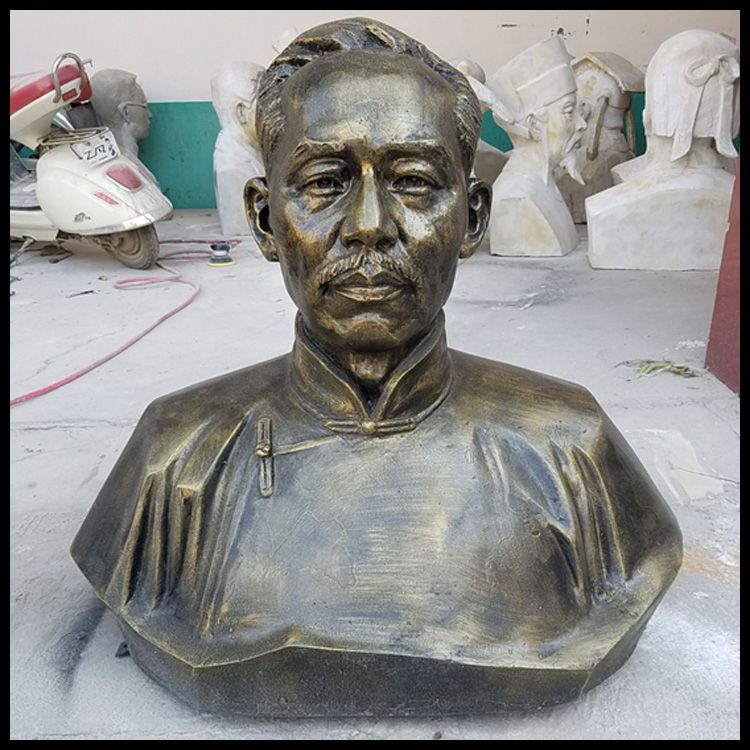 玻璃钢树脂仿铜蔡元培半身像雕塑摆件