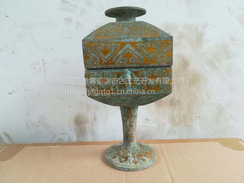 館蔵珍品 春秋 青銅製 錯金 鳳紋方形豆』置物 賞物 貴重物品