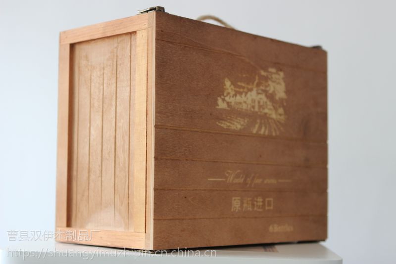 厂家直销木盒定做 六支装松木葡萄酒包装盒 复古红酒盒