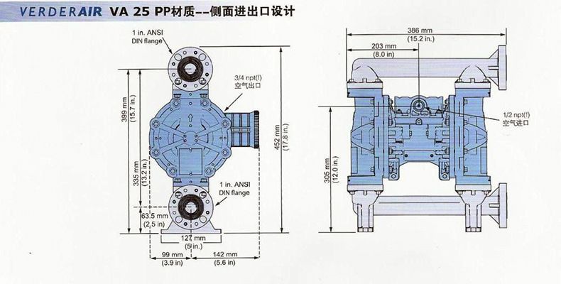 德國高負載ptee弗爾德隔膜泵verderva25氣動隔膜泵金屬泵塑料泵