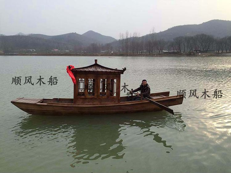 湖南旅游观光小木船仿古中式船景区公园用船农庄手划客船