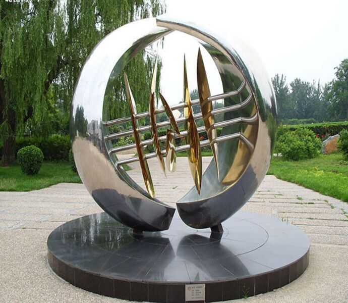 广东美丽乡村不锈钢雕塑,单位形象不锈钢造型