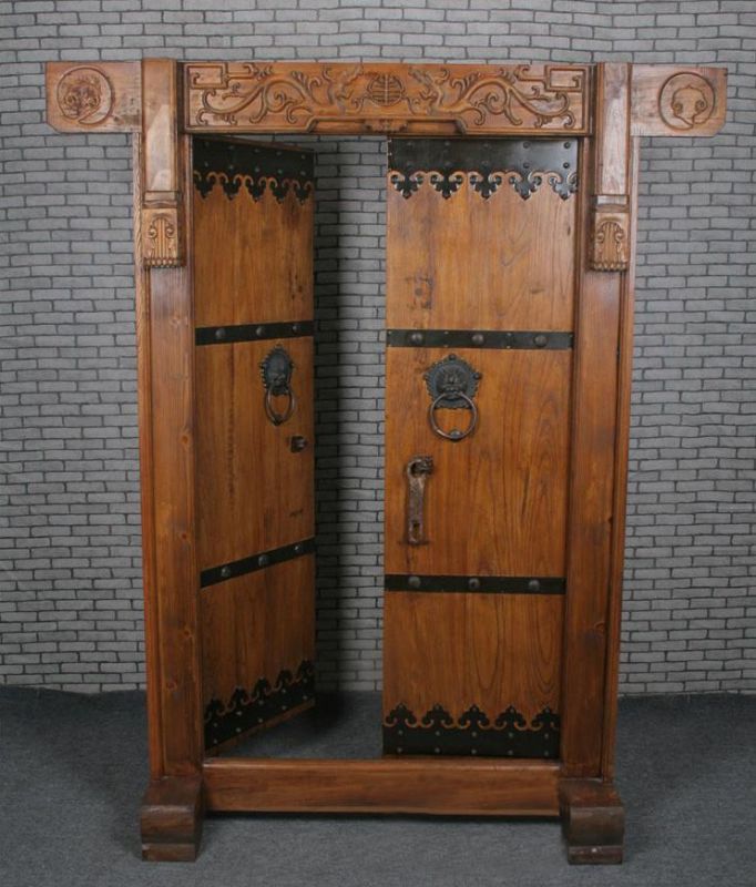 仿古大门双开木门别墅复古农村大门寺庙古建实木铜钉大门