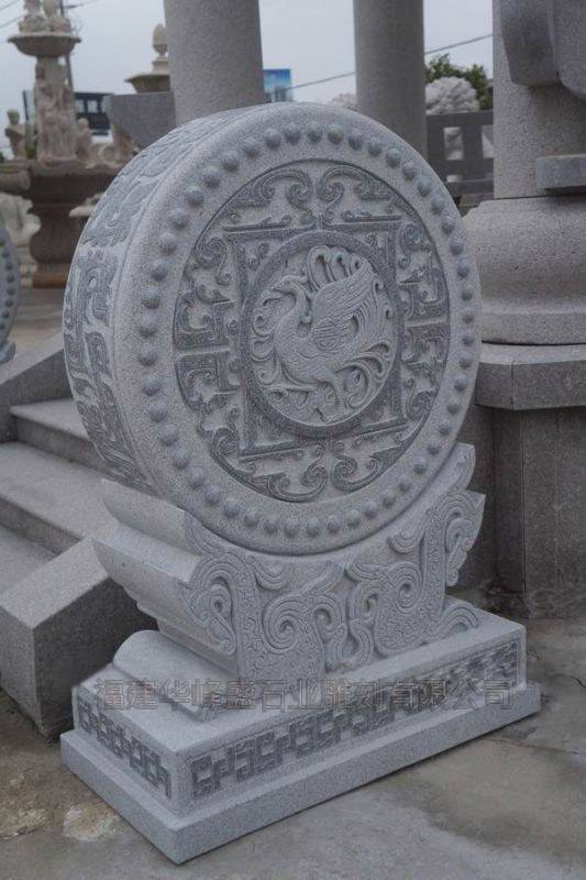 别墅摆放石雕抱鼓石的寓意花岗岩门墩石鼓雕刻石鼓设计