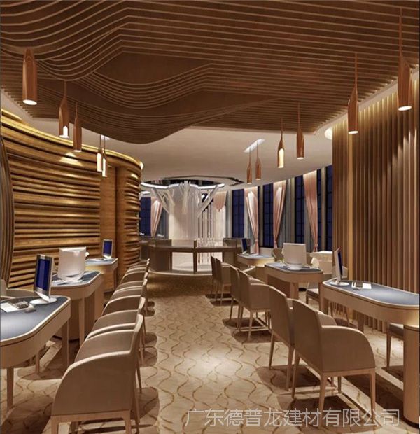 部大厅吊顶装饰造型弧形铝格栅天花弯弧铝方通