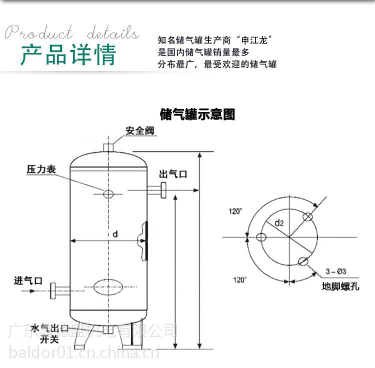 1立方8公斤高压漩涡螺杆式空压机空气压缩机充气泵后处理缓冲罐气罐
