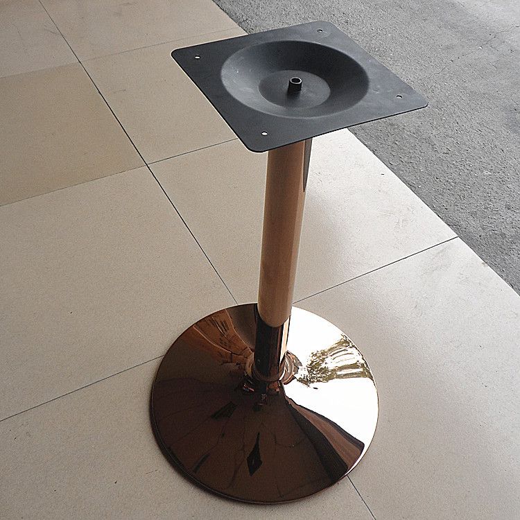 镀金圆形不锈钢餐桌脚台脚桌子腿家具五金厂家喇叭盘桌脚