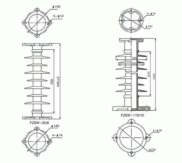 复合绝缘子外观尺寸示意图