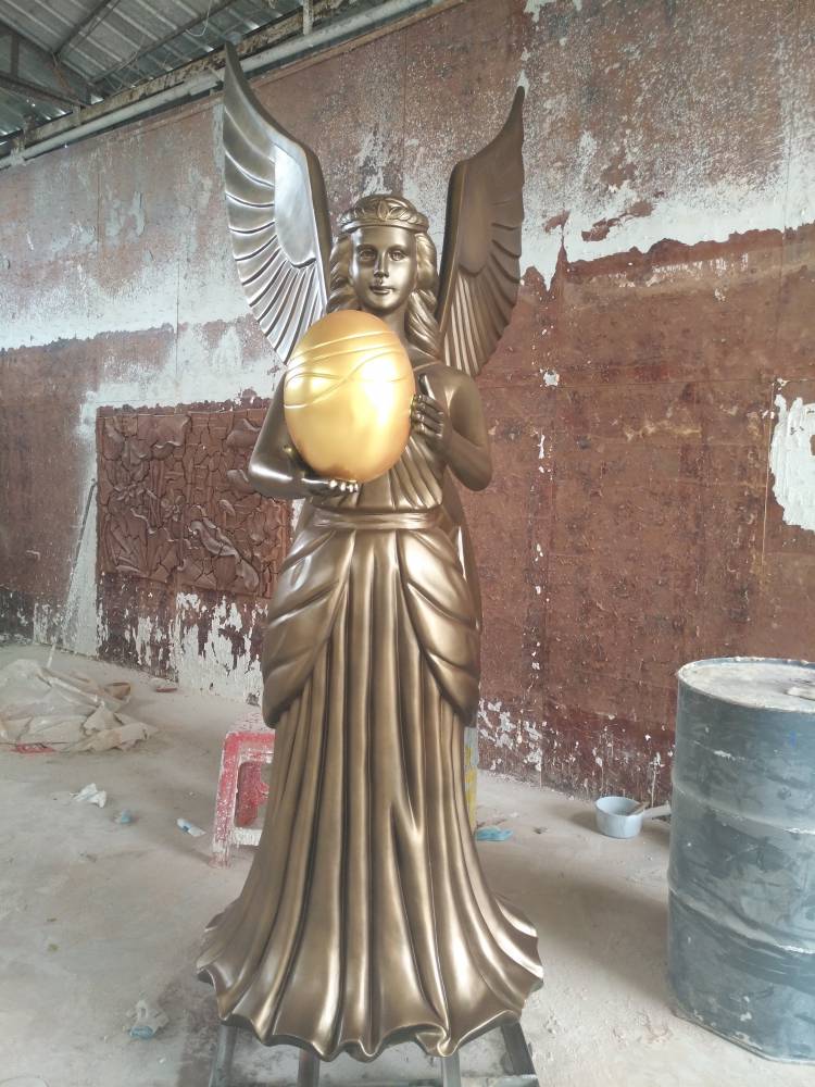铸铜欧式光明女神雕像玻璃钢西方举灯女人铜塑像人造砂岩石雕路灯美女