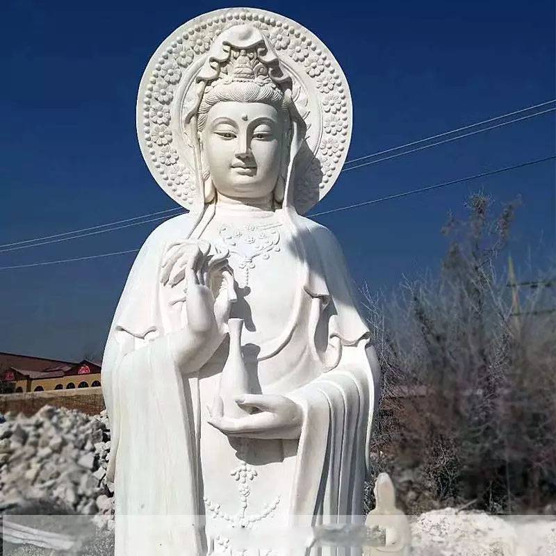 石雕观音佛像汉白玉大型寺庙滴水观音菩萨雕像家用镇宅保平像雕塑摆件