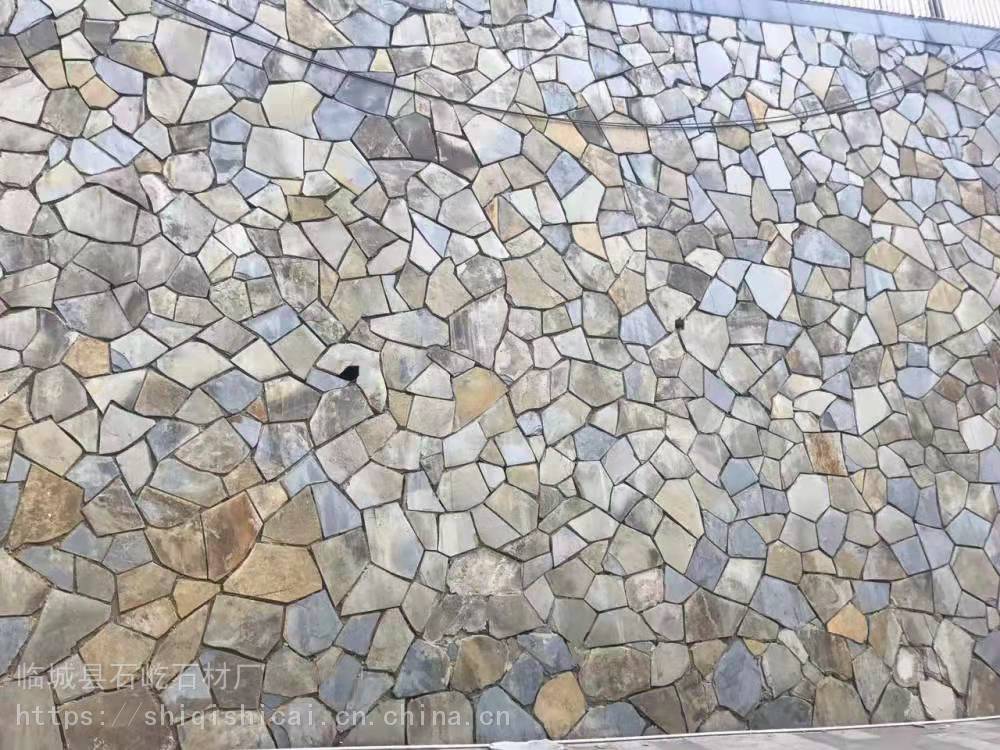 老建筑古建园林米黄色自然面平毛石石材石屹碎片石