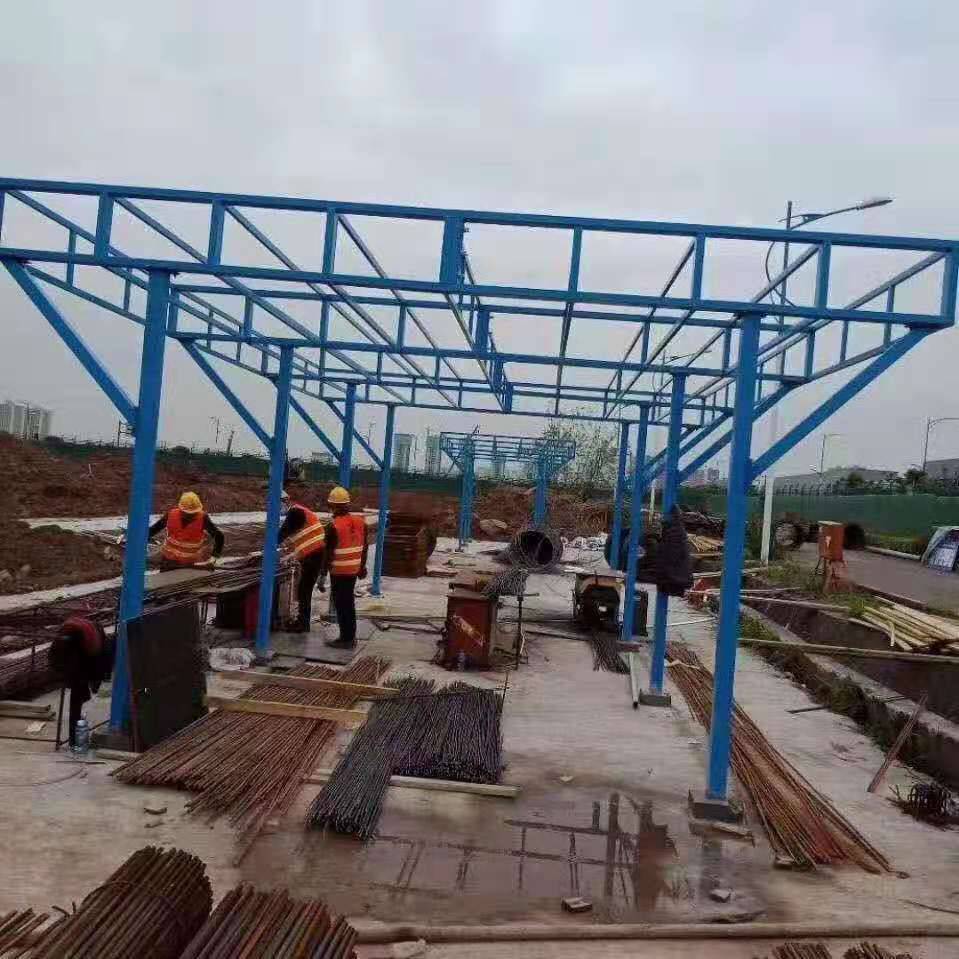 钢筋防护棚制作山东工地防护棚厂家组装工地防护棚木工棚厂家