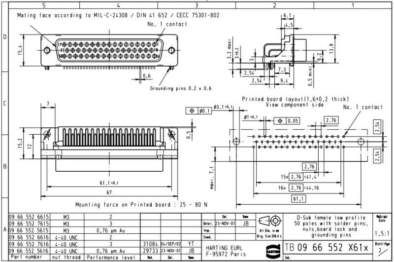 harting浩亭哈丁50pindsub弯公连接器09665526616紧凑型