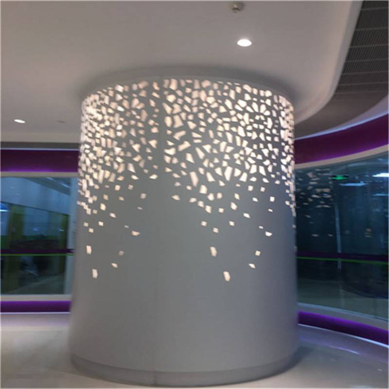 大厦大堂洞洞板包柱类雕刻镂空铝单板