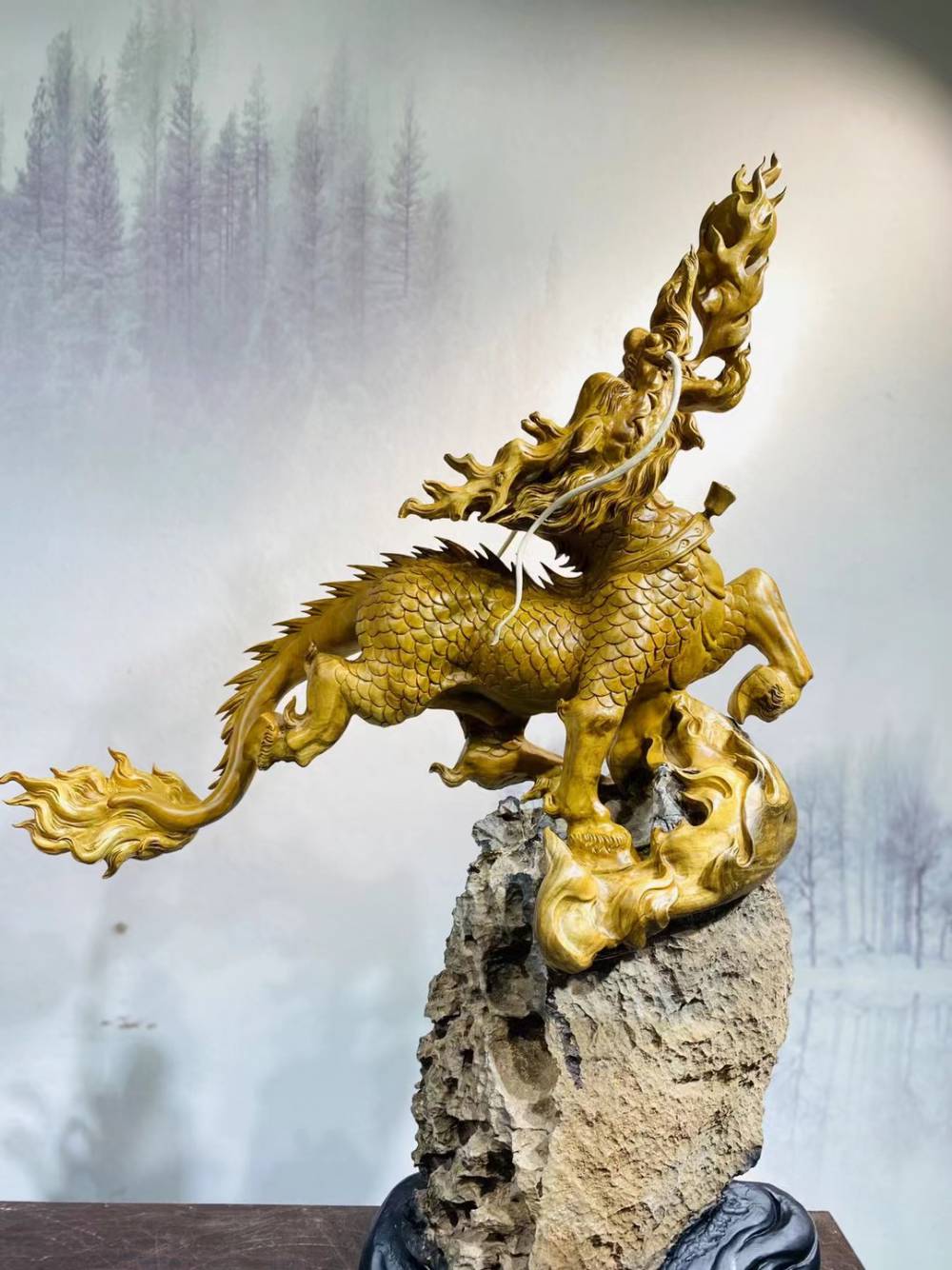 黄杨木麒麟根抱石木雕文玩飞天红木根雕各种佛像