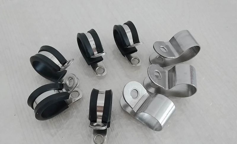 供应西北汽车线束r型包胶镀锌管夹管径8mm电缆包胶夹箍r型金属定位环