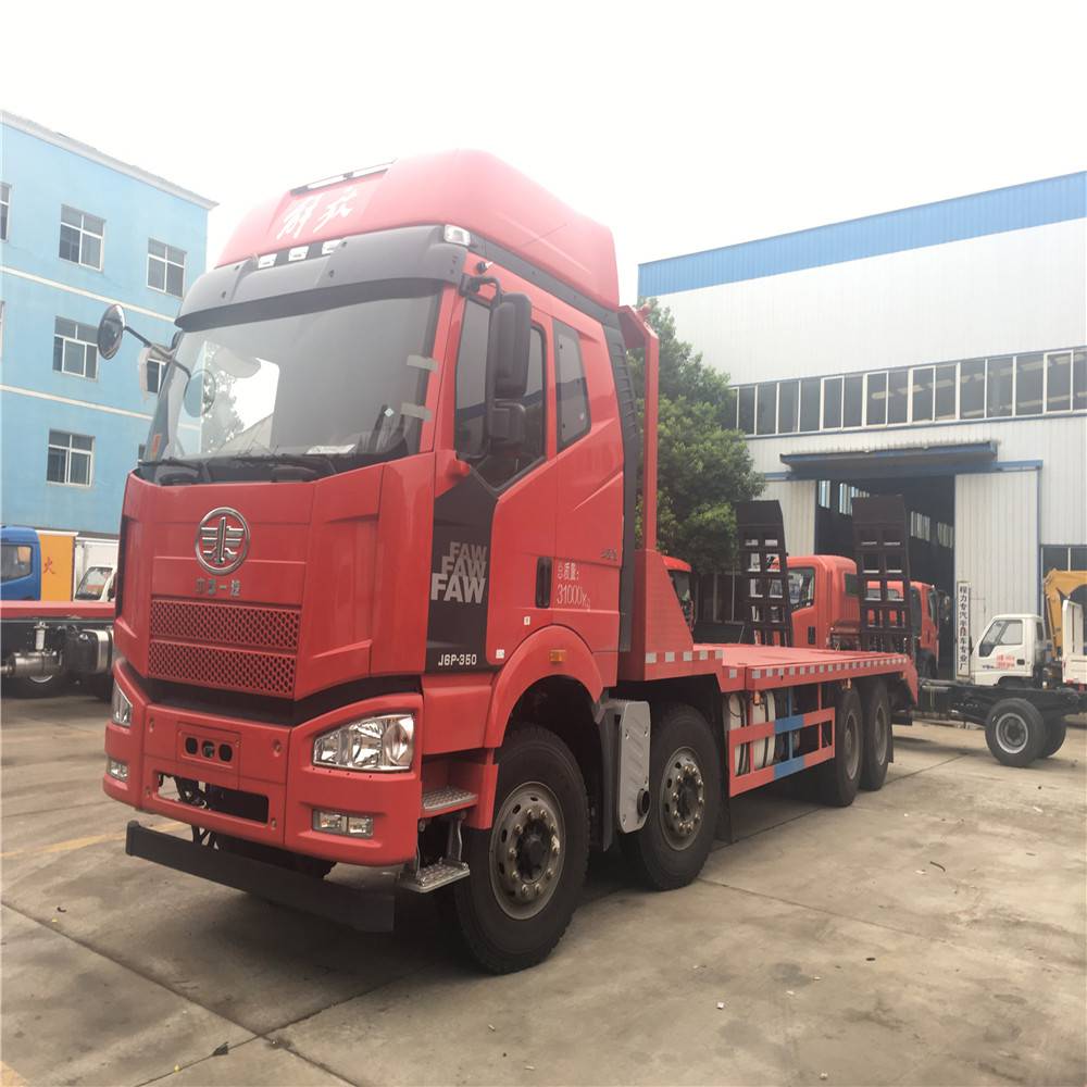 后八轮平板车72l蓝牌挖机板车厂家看车