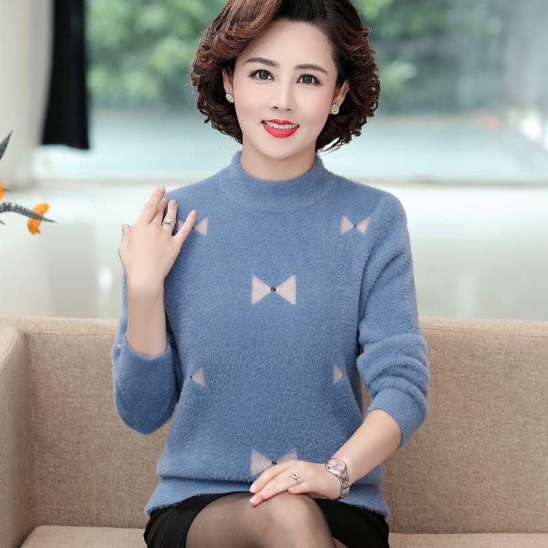 儿童服装批发网宽松保暖毛衣上衣妈妈时尚洋气中老年妈妈女一手货源***