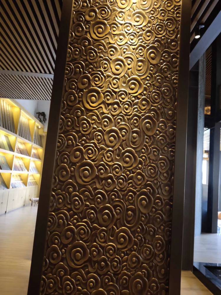 钛科后现代不锈钢屏风古铜色铝板浮雕进门间厅柜客厅