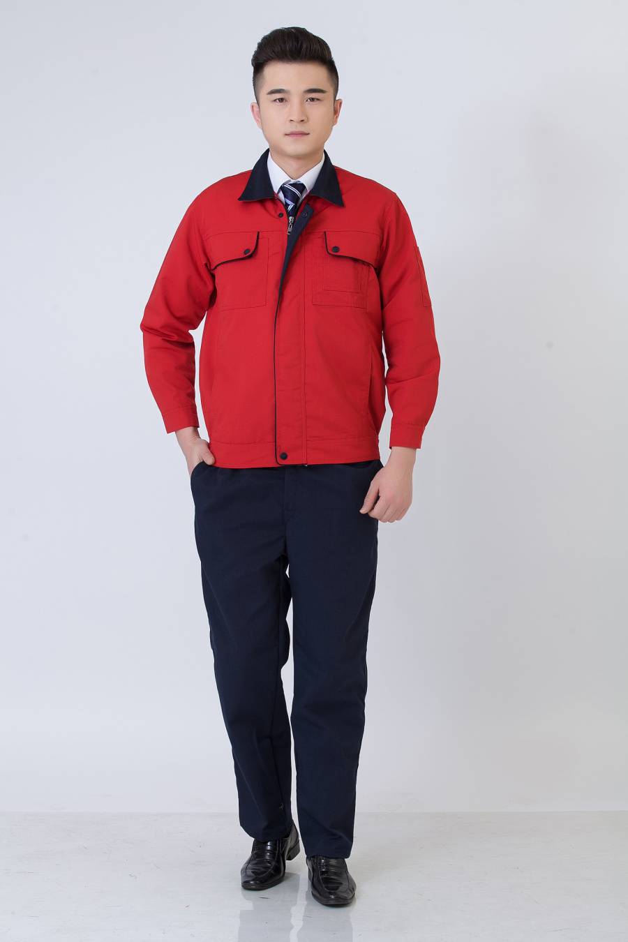 长袖工作服定做春秋季工作装劳保服定制logo刺绣