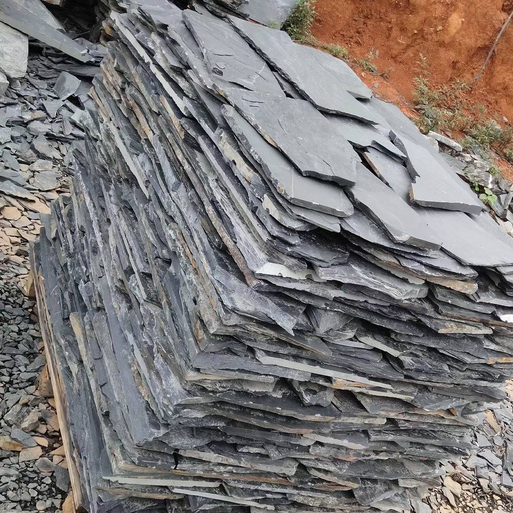 宝石蓝灰色碎拼石蓝石英不规则庭院毛石片欧式文化石