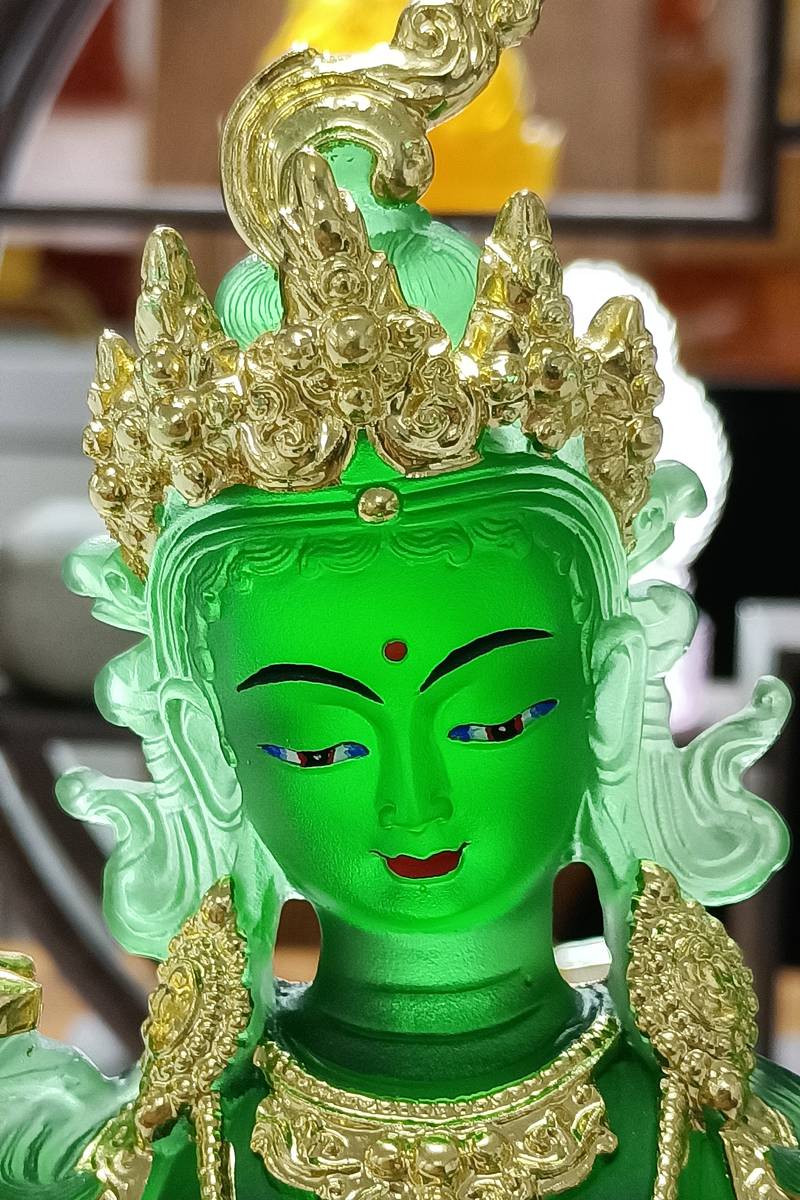 古法琉璃绿度母佛像琉璃绿度母菩萨贴金彩绘琉璃佛像寺庙寺院琉璃佛像