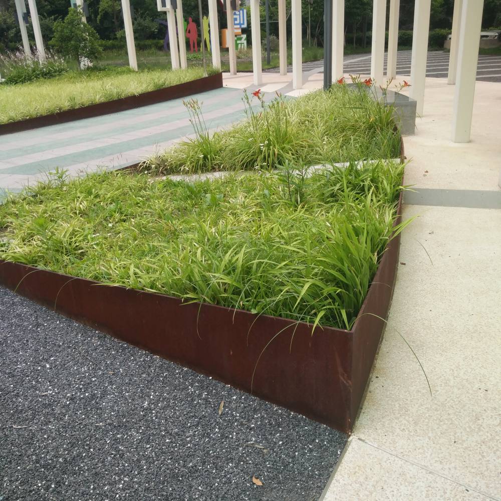 09cupcrnia耐候钢红锈钢板树池花池制作工程焊接安装成型表面做锈