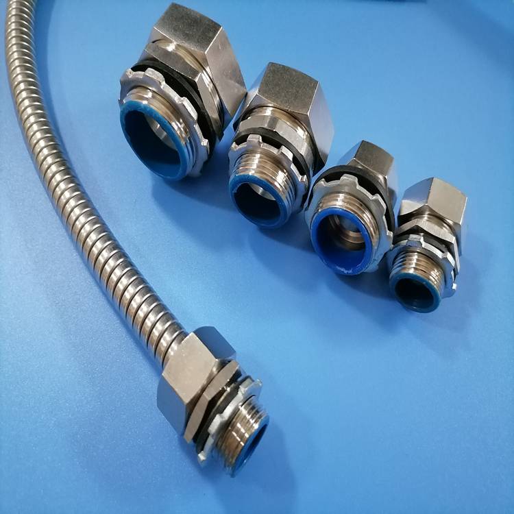 不锈钢金属软管接头端式箱体固定外螺纹直型线管锁头20m201