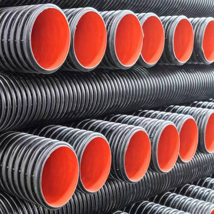 中雄200mmsn8双壁波纹管大口径波纹钢带管耐酸碱