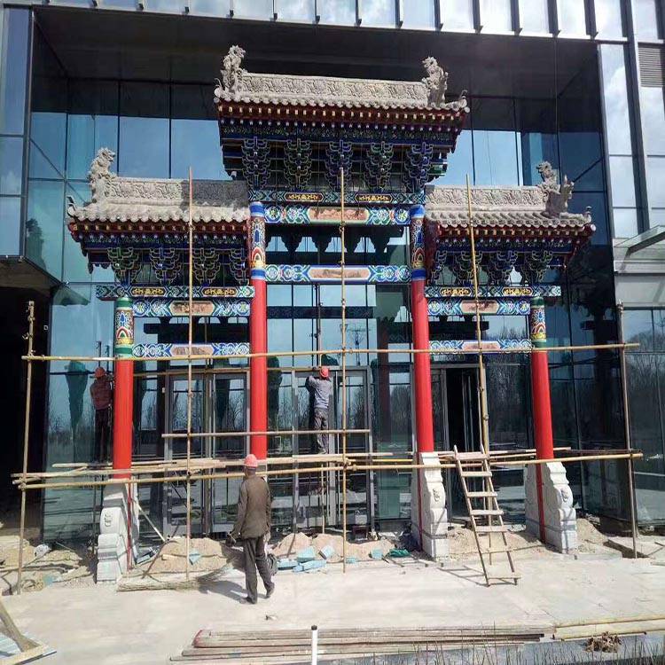 开发区 农村仿古建筑牌楼 景区三门五楼牌楼设计 生产厂家 清秀园林