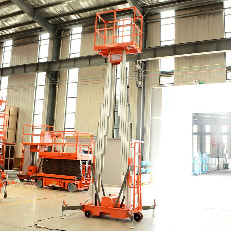 油漆装修安全性能好机动灵活体积小双柱式铝合金升降机