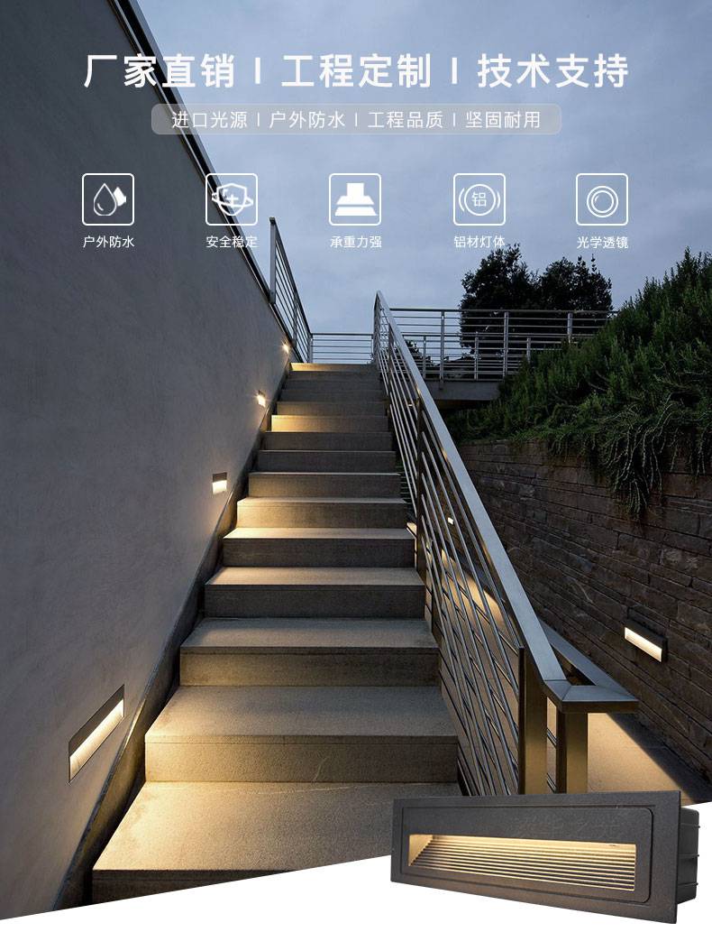 led台阶灯楼梯踏步灯4w广场公园墙角灯5w过道走廊侧壁灯