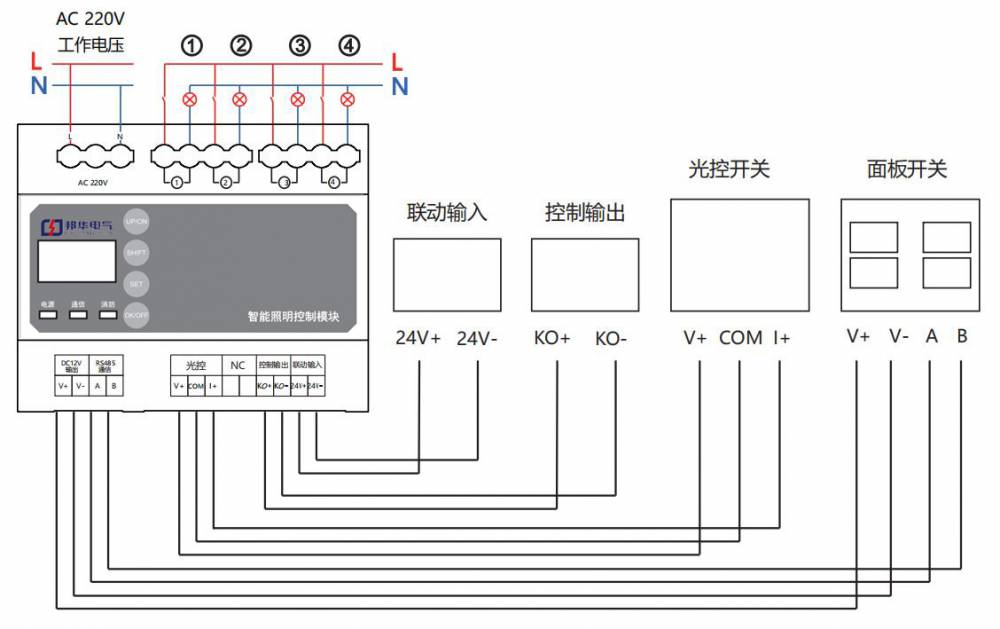 eib智能控制模块4路智能照明开关控制器开关驱动模块