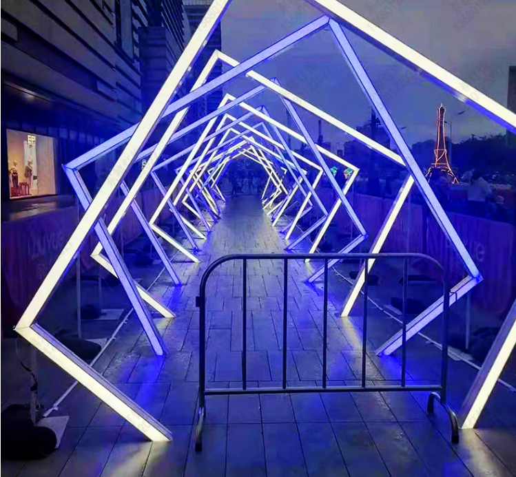 led时光隧道定制公园景区亚克力几何发光拱门灯光