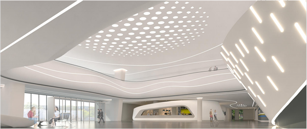 博垚供货grg双曲面拦河非线性灯带科技感爆棚