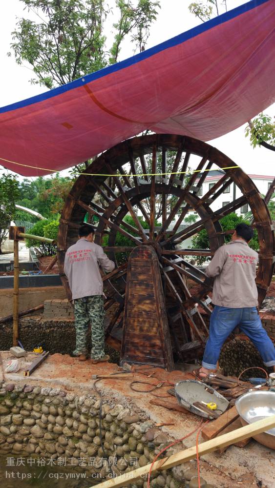 重庆古代水车水磨坊舂米磨面传统水力八连磨农耕文化机具制作