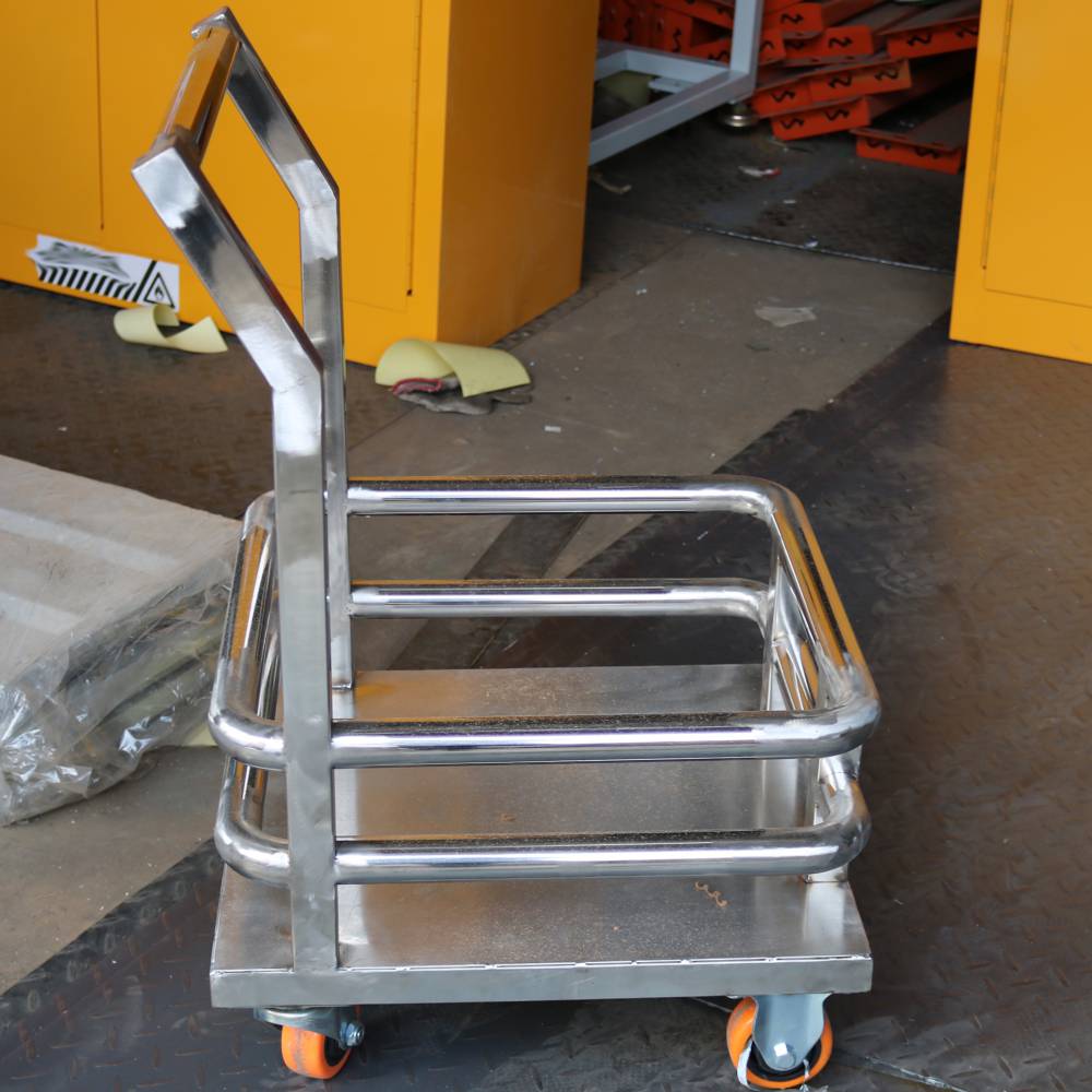 加厚不锈钢带护栏小推车拉货搬运平板车不锈钢推车