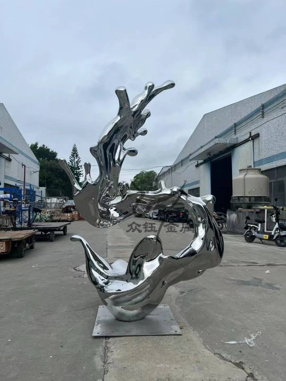 不锈钢镜面海浪造型雕塑水花水滴海浪售楼部水景系列雕塑