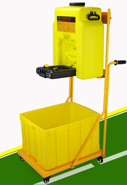 供应53l便携式移动洗眼器14加仑推车式洗眼器壁挂便携式洗眼器