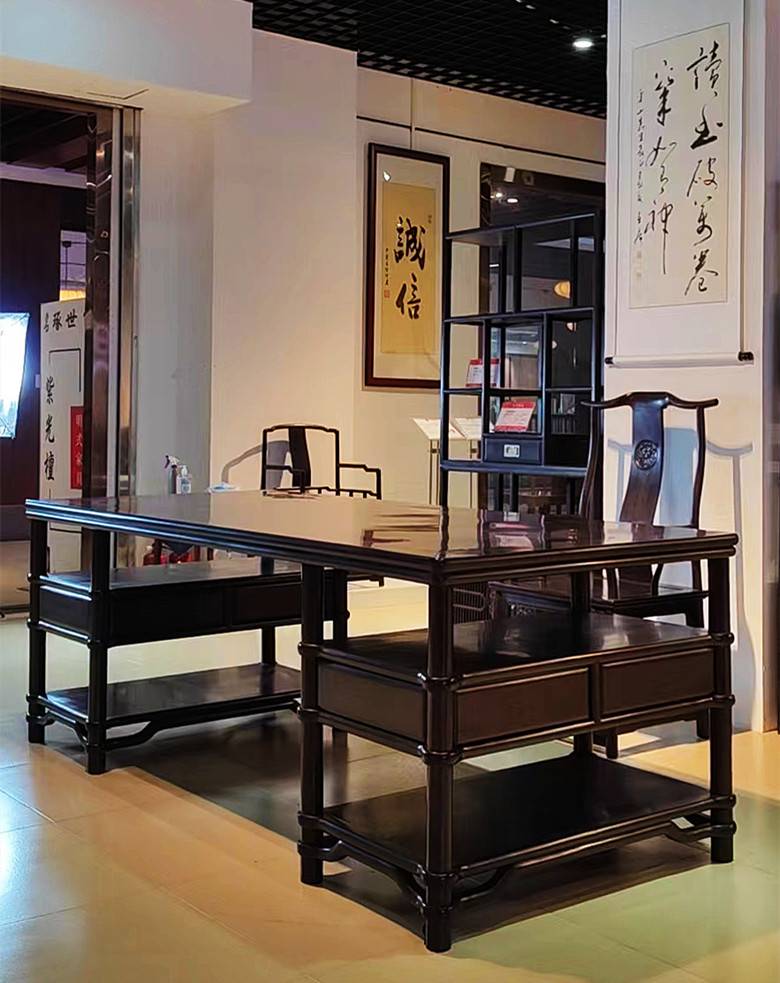 中山本地紫光檀家具厂东非黑黄檀明式书桌画案款式图片大全