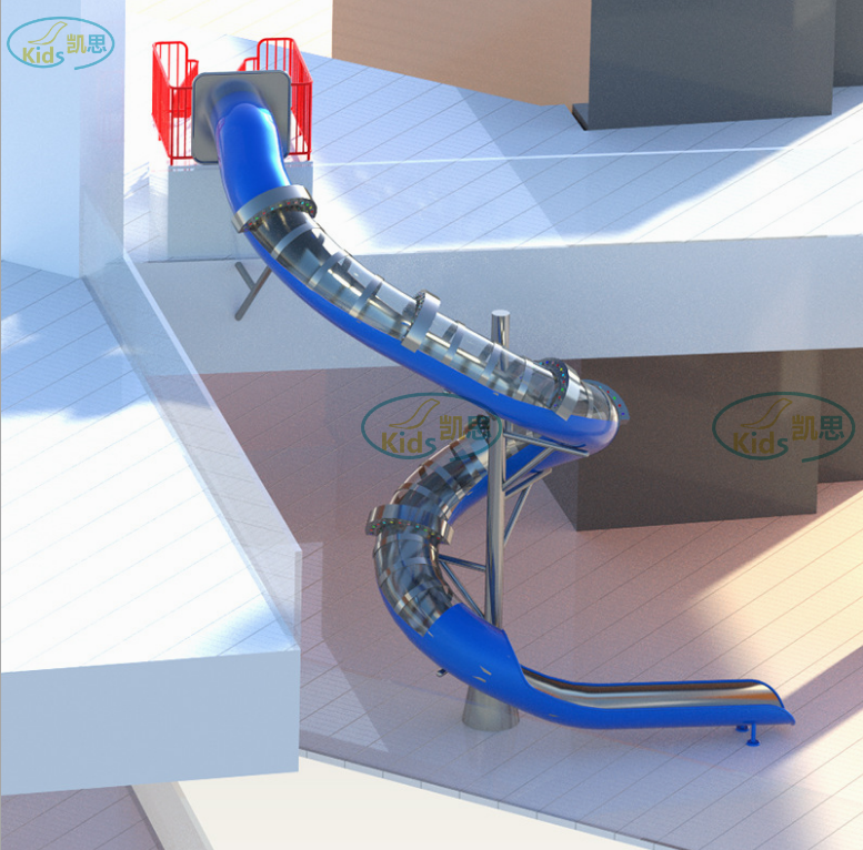 商场不锈钢滑滑梯儿童游乐设施设备消防逃生通道滑梯