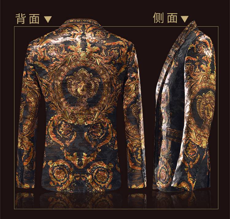 跨境提花西装男宫廷奢华多色西装单件舞台歌手主持人表演服