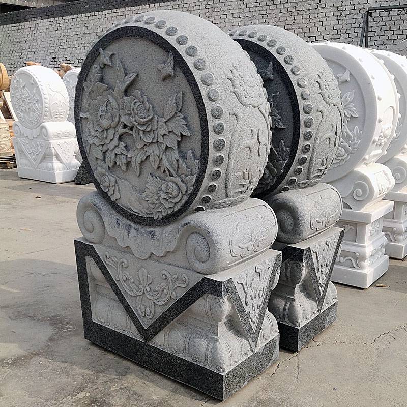 石雕抱鼓门墩一对花岗岩家用门口仿古镇宅石墩中式庭院别墅摆件