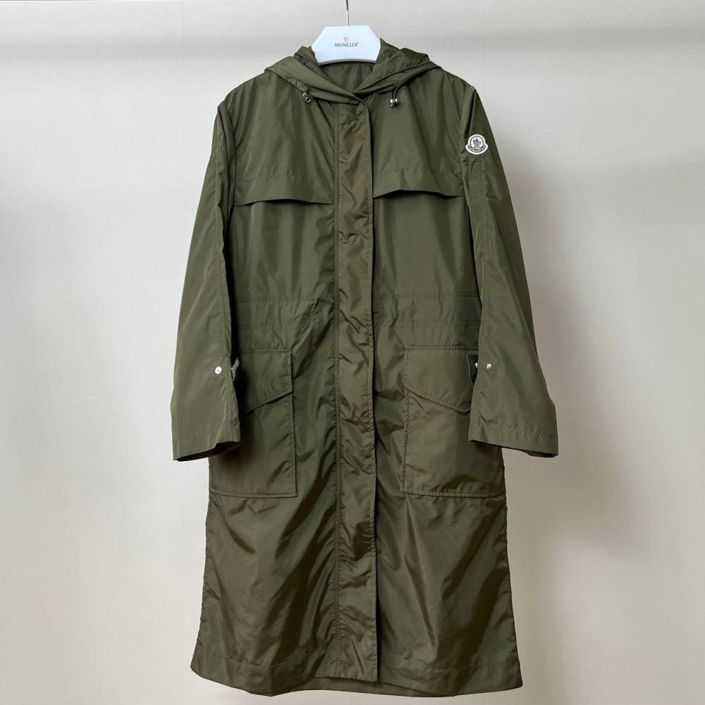 春夏女装hiengu防水尼龙连帽长款风衣外套