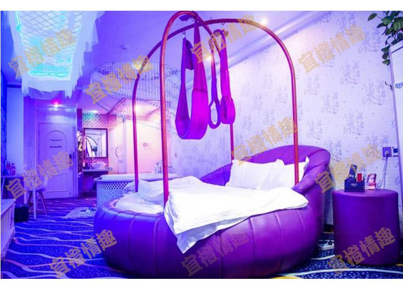 吊杠圆床主题床定做情趣震动床水床酒店双人床夫妻电动床