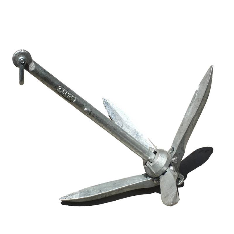 程欢冲锋舟固定配件不锈钢折叠锚15kg镀锌莲花锚皮划艇用固定锚